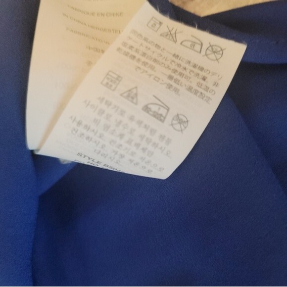 J. Crew Royal Blue Tassel Trim Long Sleeve Tunic Polyester Blouse Top Size 2 - Picture 8 of 11